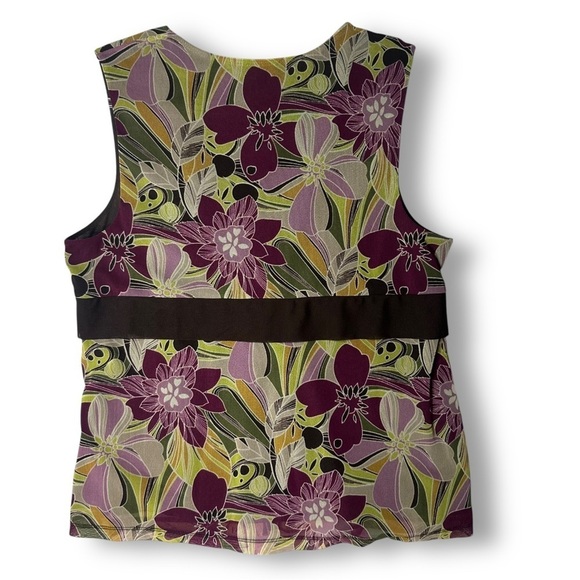 Apt 9 Sleeveless Blouse Sz XL Y2K 90's Retro Ribbon Floral Burgundy - Picture 7 of 12